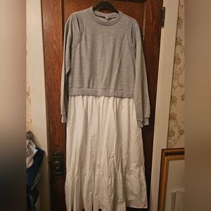 Gray and White Women's Dress